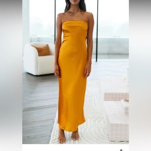 Hello Molly coolness calling satin maxi dress in golden